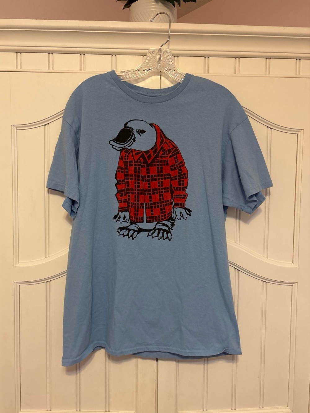 Delta Pro Weight Light Blue Tee with Red Logo